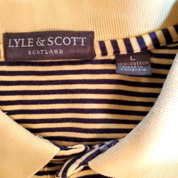 👕 LYLE & SCOTT L YELLOW & BLACK STRIPPED POLO - Picture 3 of 4